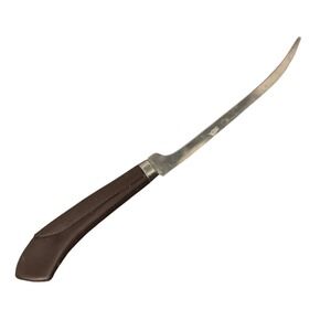 Vintage Stainless USA | Serrated Curved Grapefruit Knife Brown Handle 9.5 Inch